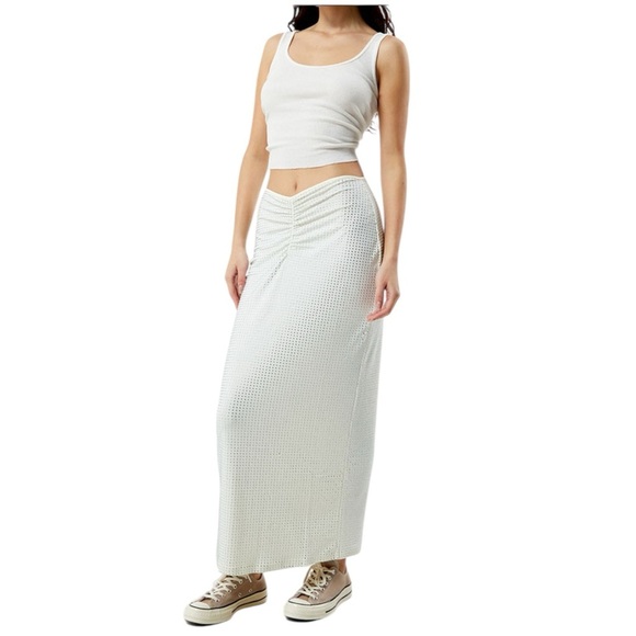 WeWoreWhat White Crystal Ruched Pencil Midi Skirt - Picture 5 of 7